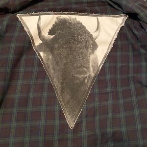 Vintage green flannel with Buffalo on back